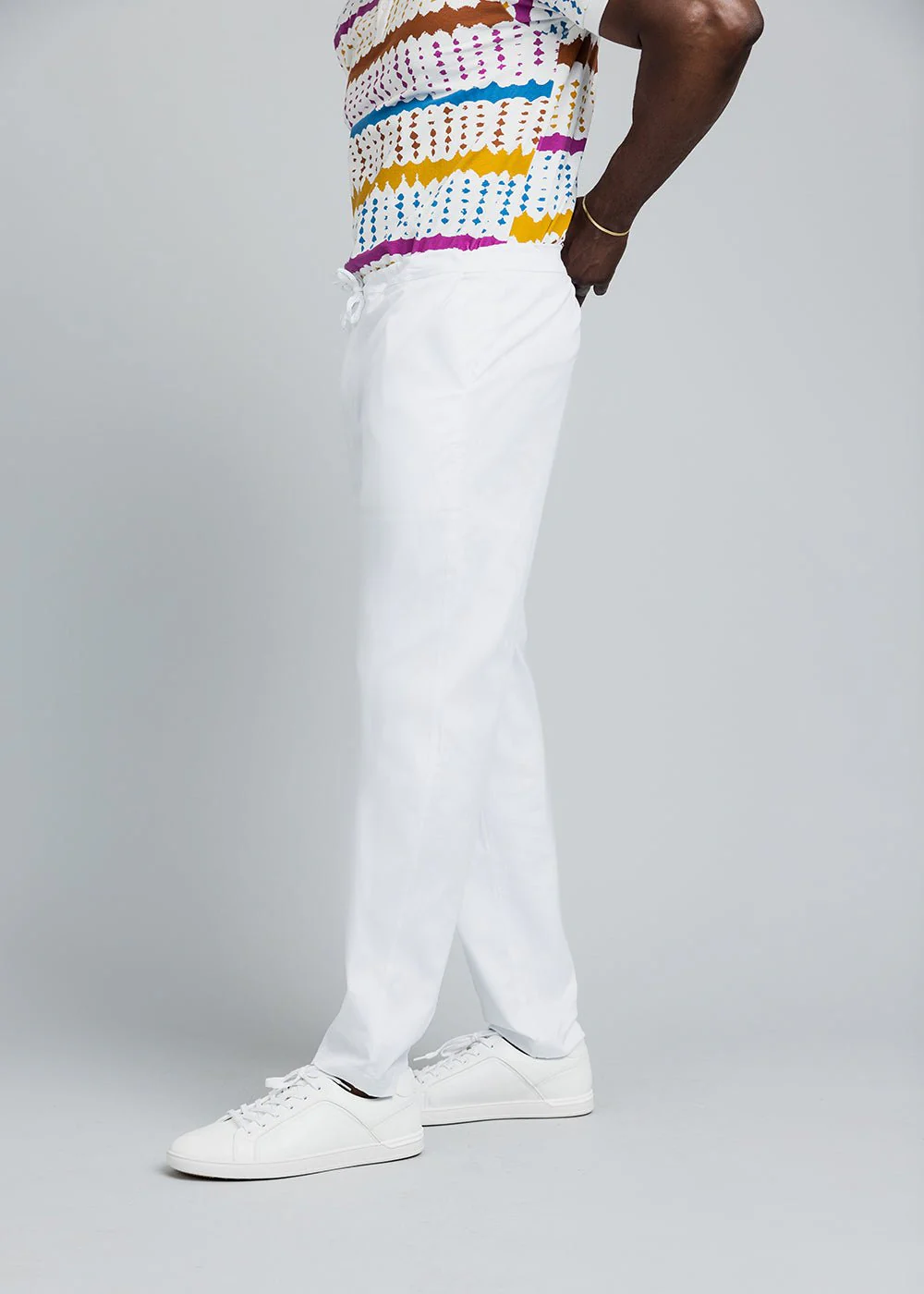 Adil Men's Traditional Dress Pants with Drawstring (White) - Image 5