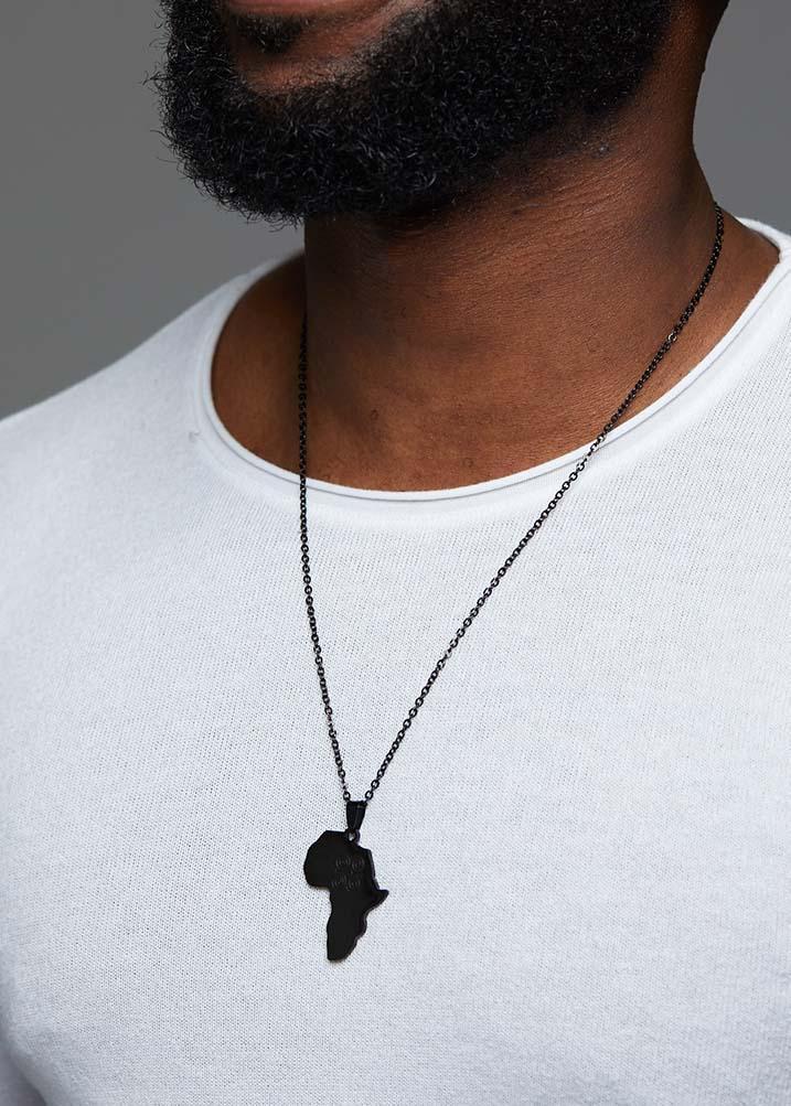 Adinkra Africa Map Black Necklace- Humility and Strength Symbol - Image 4