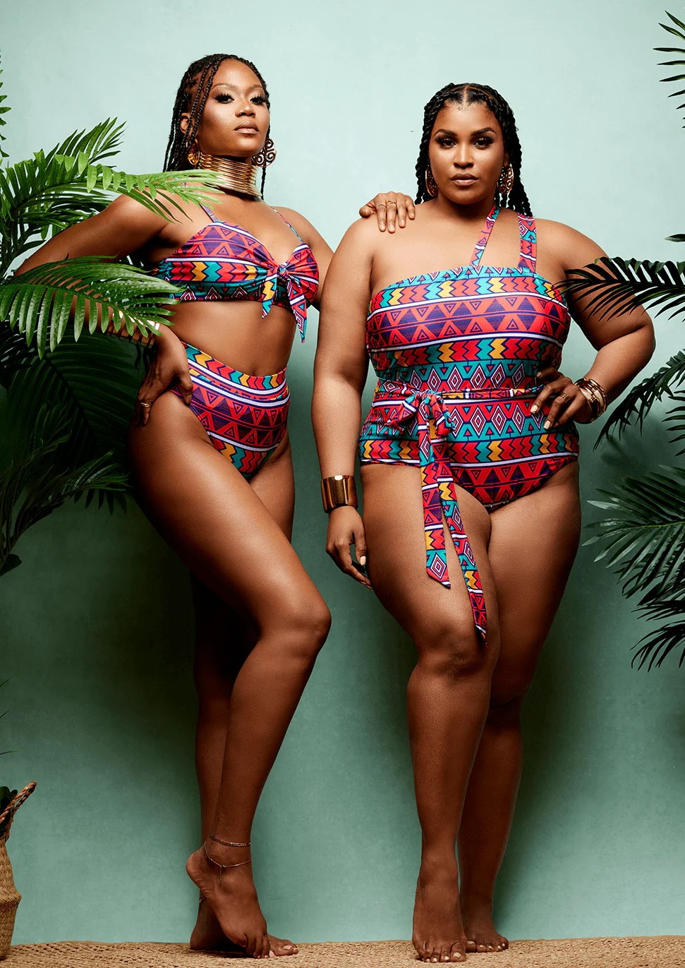 Adowa Women's African Print Swimsuit (Rainbow Tribal) - Clearance - Image 7