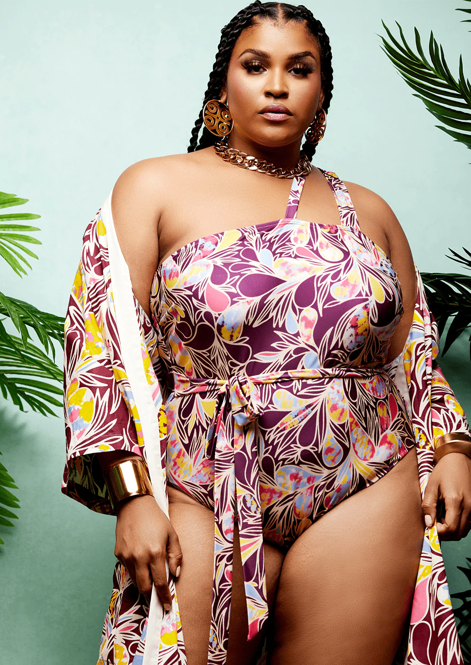 Adowa Women's African Print Swimsuit (Tropical Paisley) - Clearance - Image 8