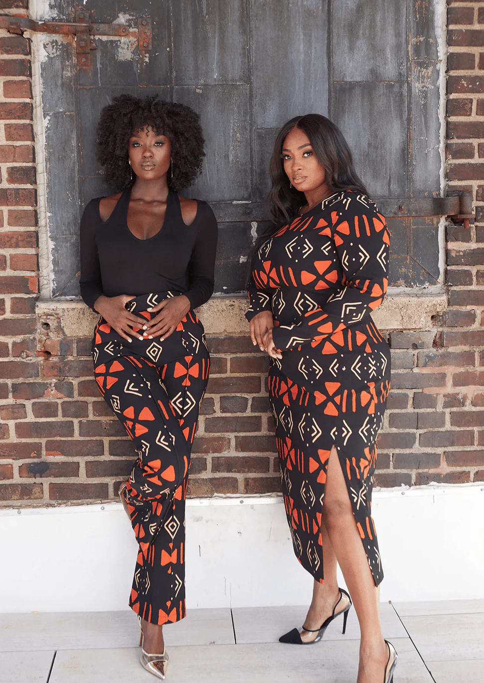 Abebe Women's African Print Stretch Wide Leg Pants (Natural Mudcloth) - Image 6