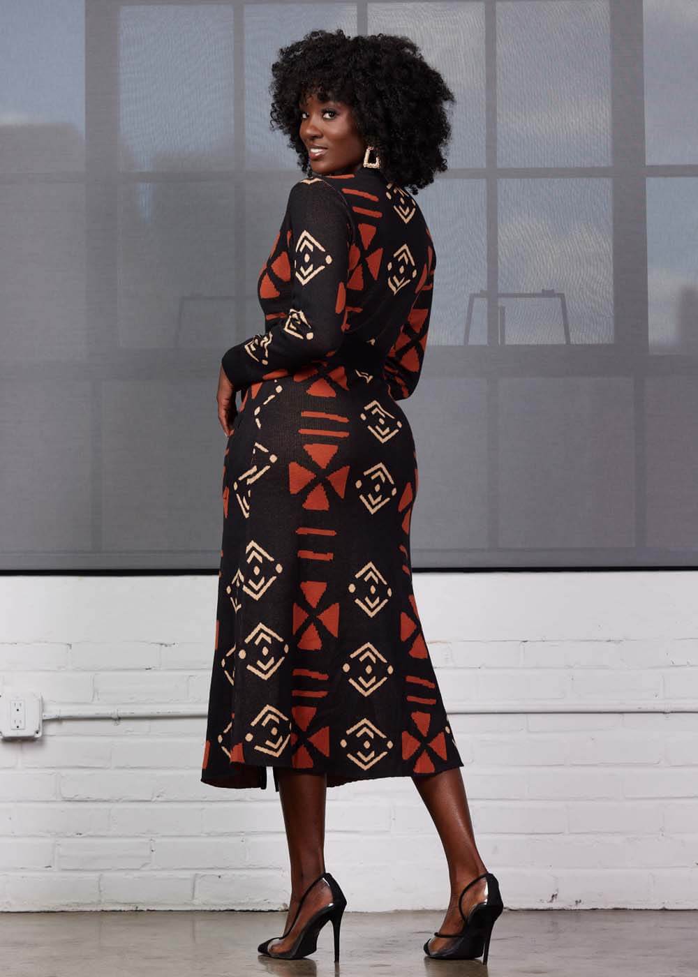 Aisha Women's African Print Cardigan (Natural Mudcloth) - Image 5