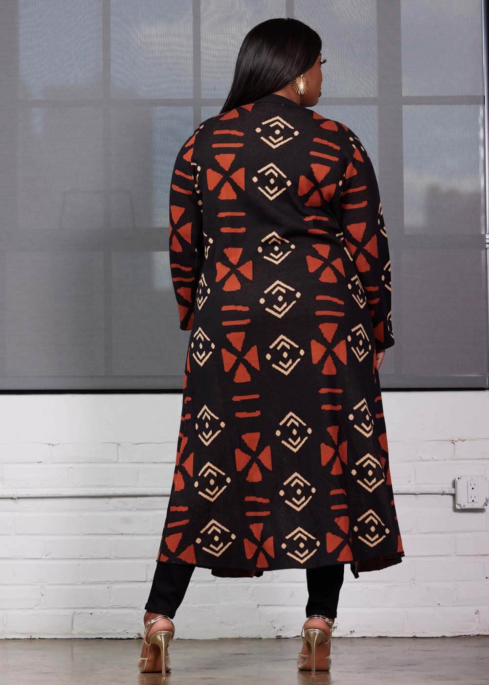 Aisha Women's African Print Cardigan (Natural Mudcloth) - Image 6