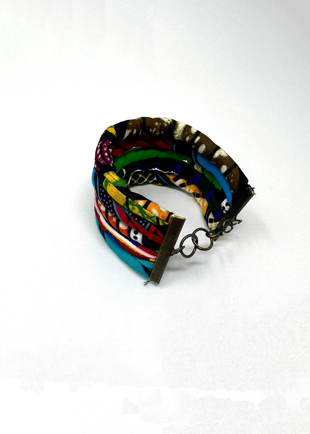 Asabi Women's African Print Layered Bangle Bracelet (Mixed Tribal Prints) - Image 5