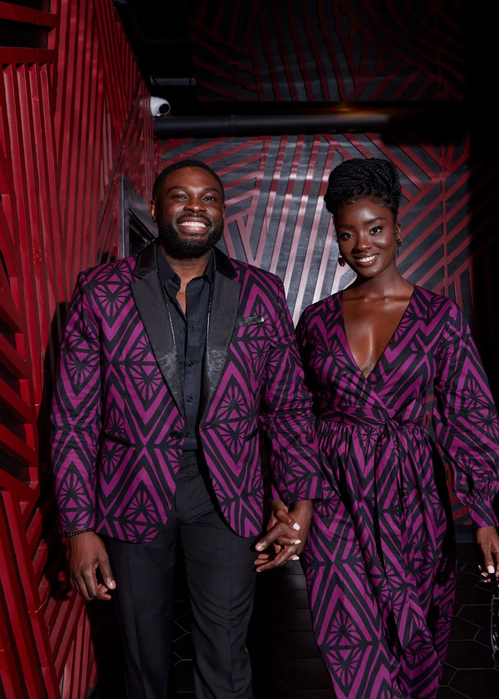Enofe Men's African Print Blazer (Plum Diamonds) - Image 4