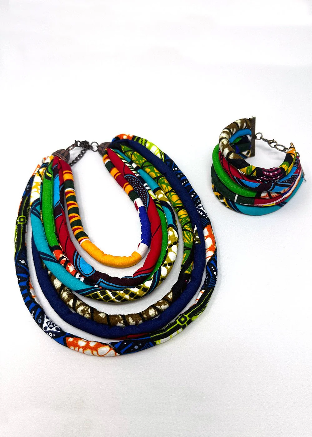 Bisa Women's African Print Layer Necklace (Mixed Tribal Prints) - Image 5