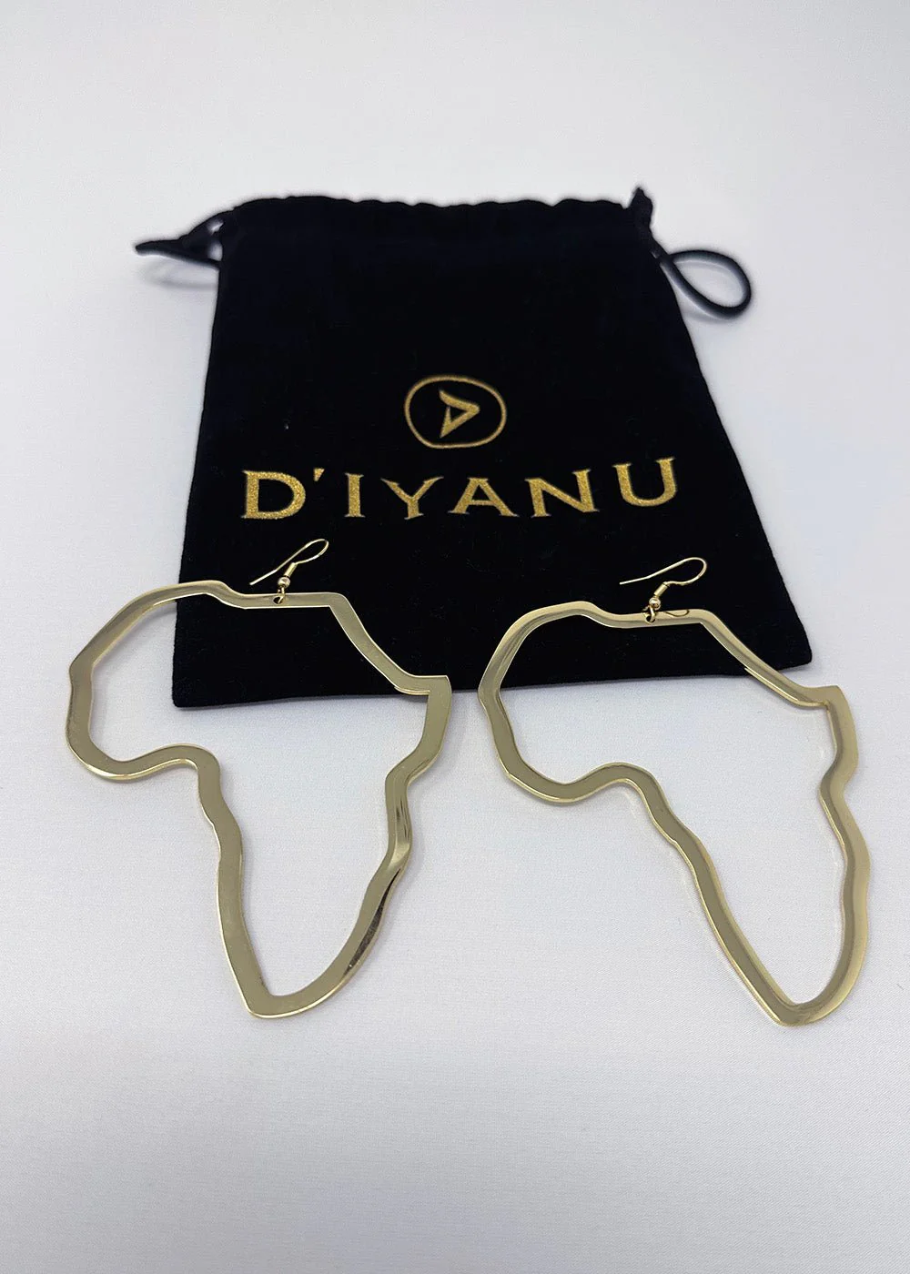 Modaju Women's Africa Map Drop Earrings (Gold) - Image 6