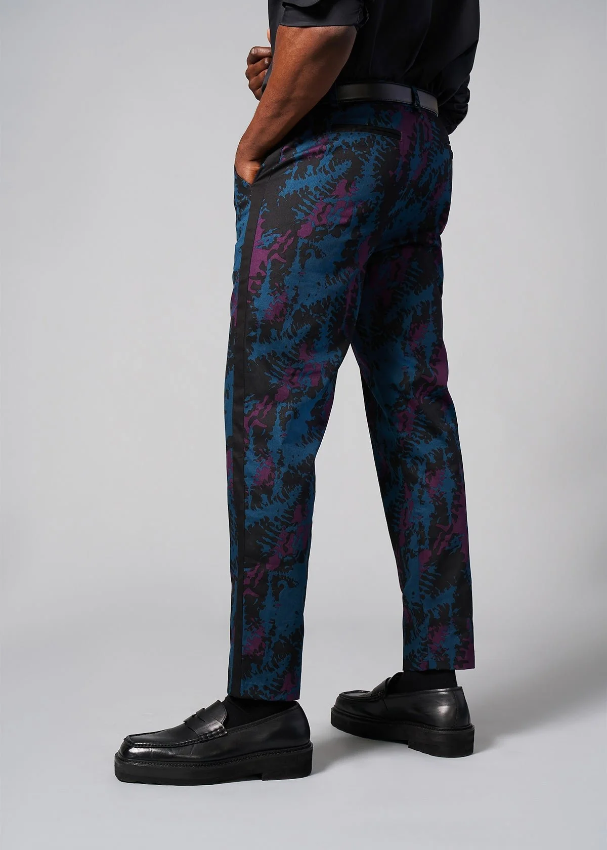 Odion Men's African Print Trousers (Midnight Teal Abstract) - Clearance - Image 3