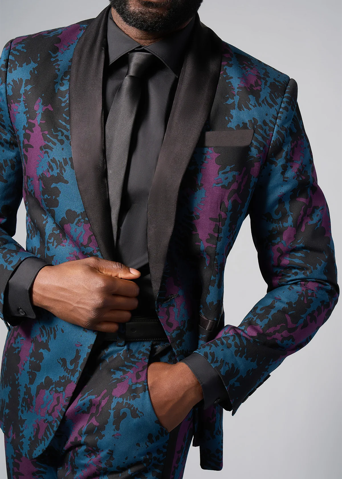 Odion Men's African Print Trousers (Midnight Teal Abstract) - Clearance - Image 5