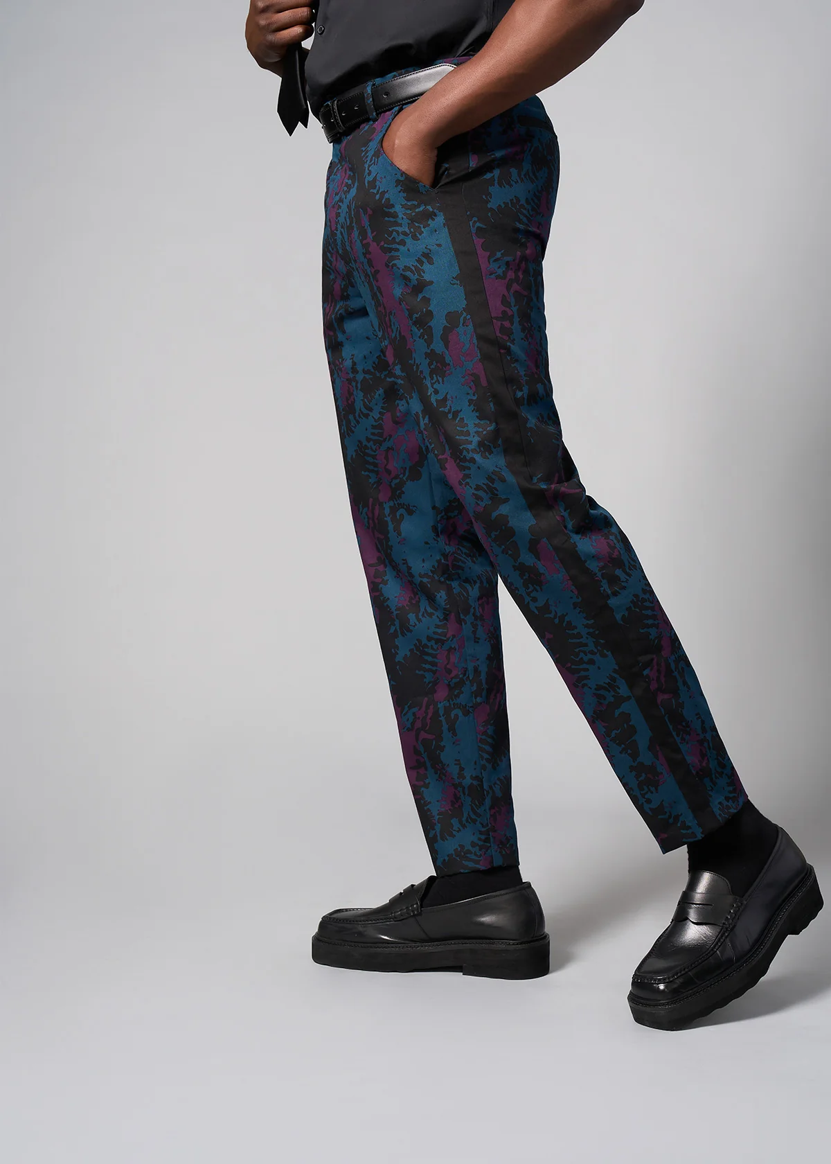 Odion Men's African Print Trousers (Midnight Teal Abstract) - Clearance - Image 6