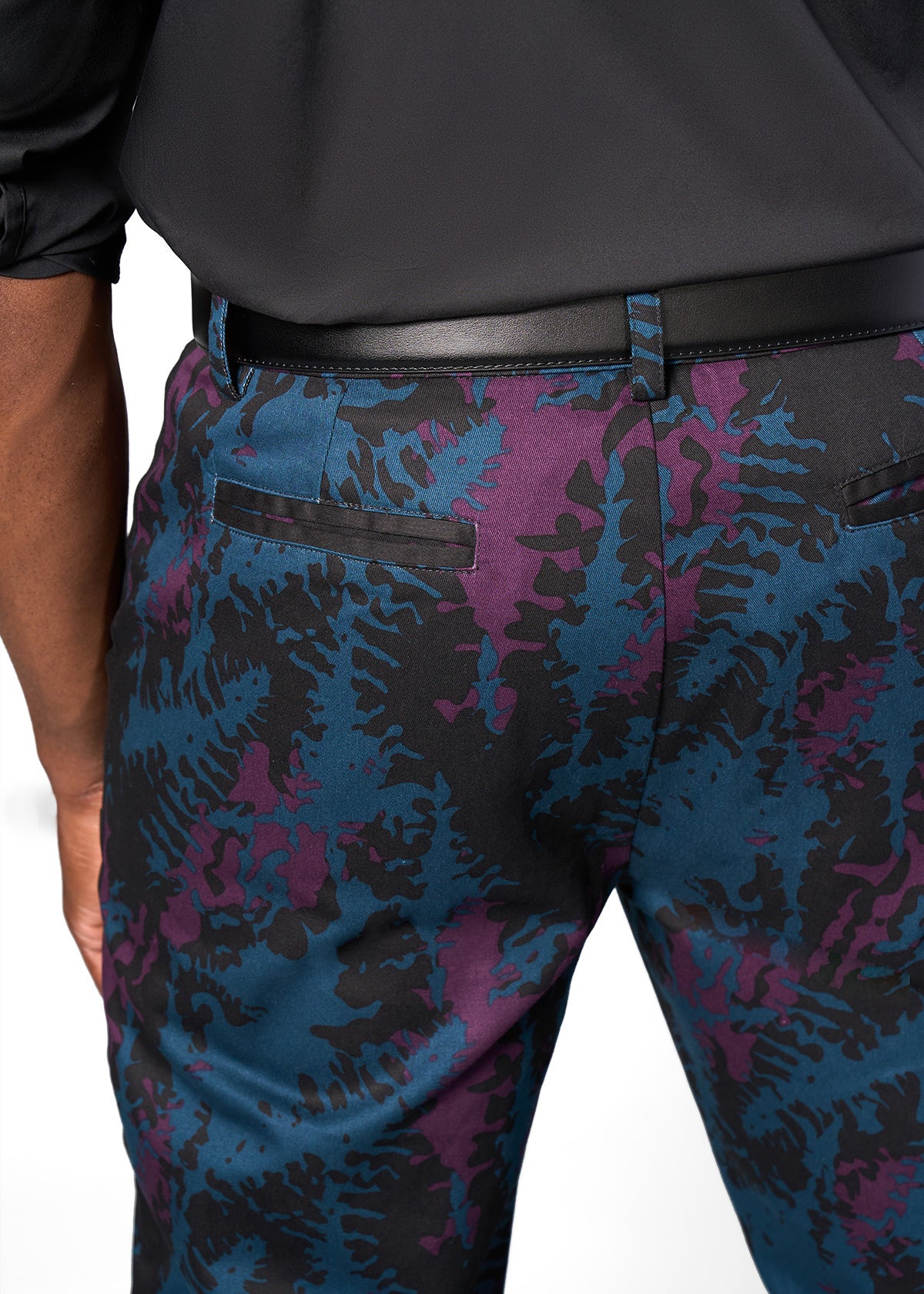 Odion Men's African Print Trousers (Midnight Teal Abstract) - Clearance - Image 8