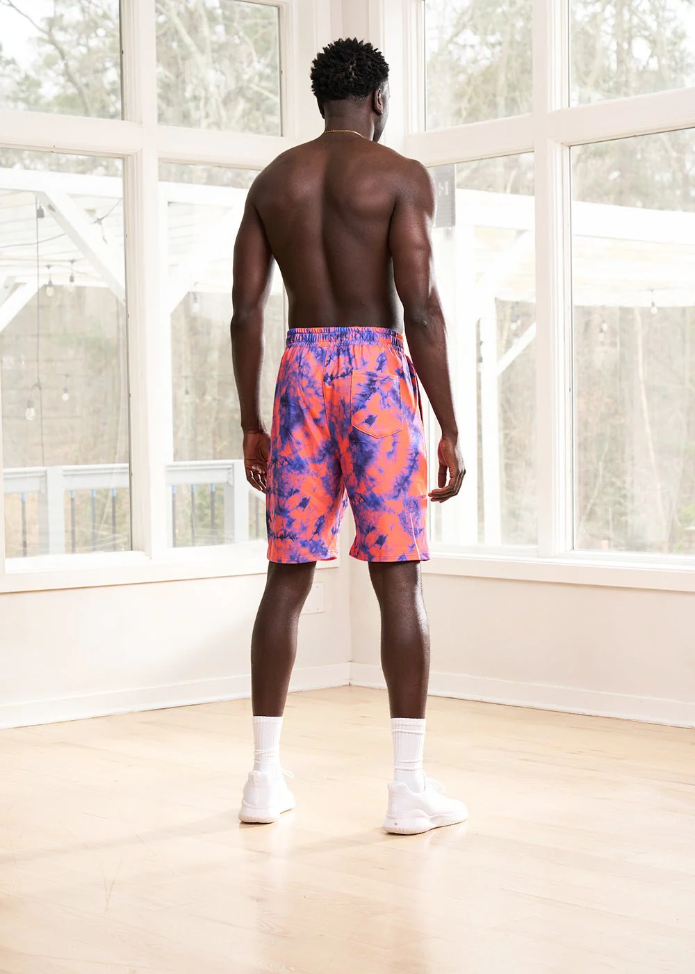 Raimi Men's African Print Shorts (Sunset Tie Dye)- Clearance - Image 3