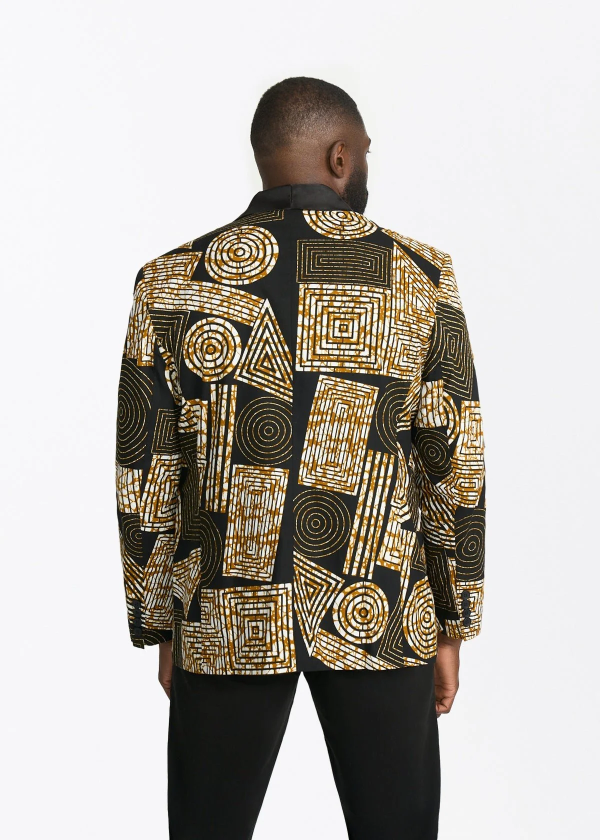 Rammy Men's African Print Blazer (Black Brown Geometric) - Image 5