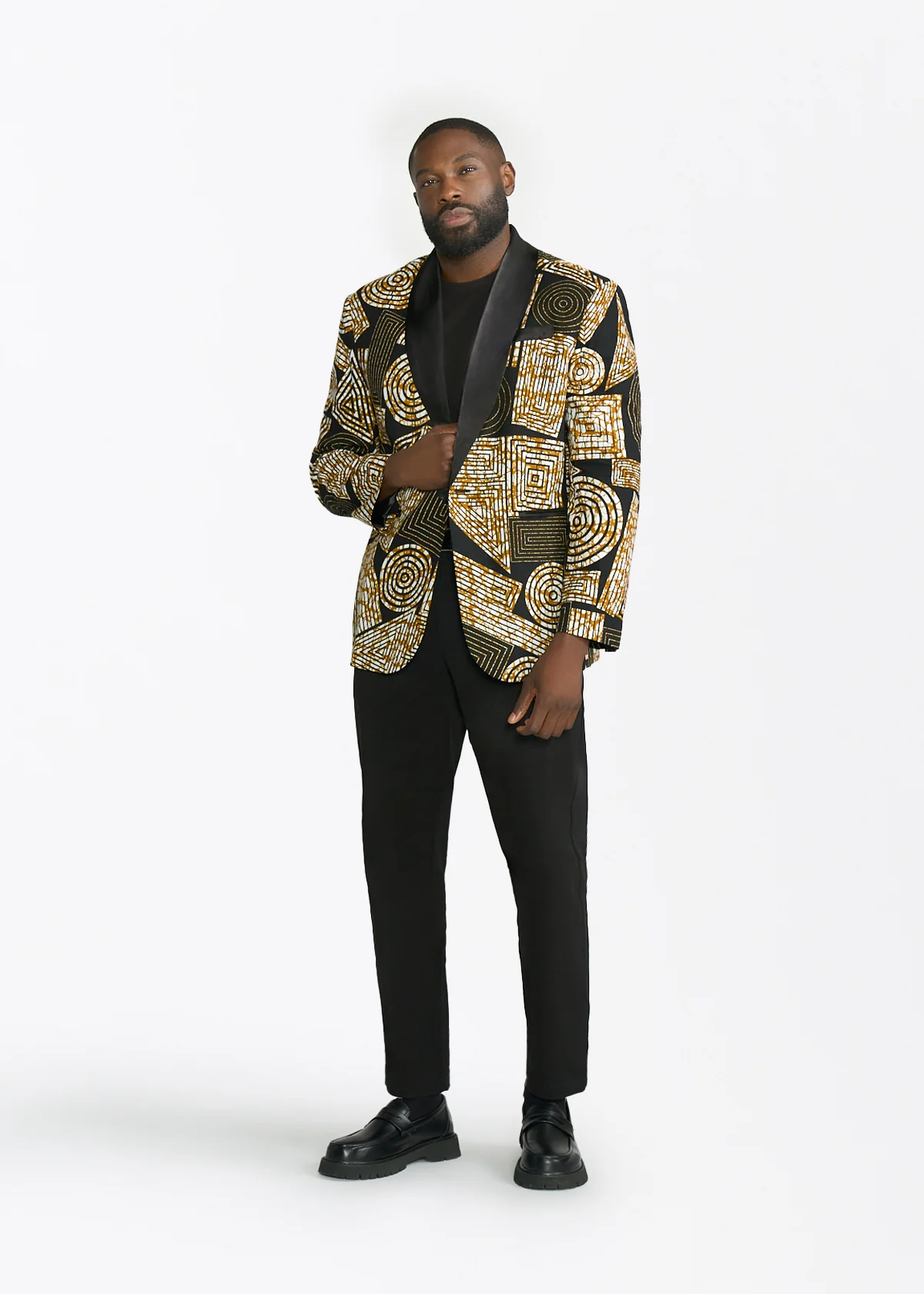 Rammy Men's African Print Blazer (Black Brown Geometric) - Image 6