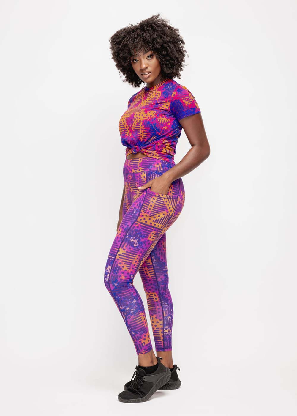 Sise Women's African Print Leggings (Violet Adire) - Clearance - Image 10
