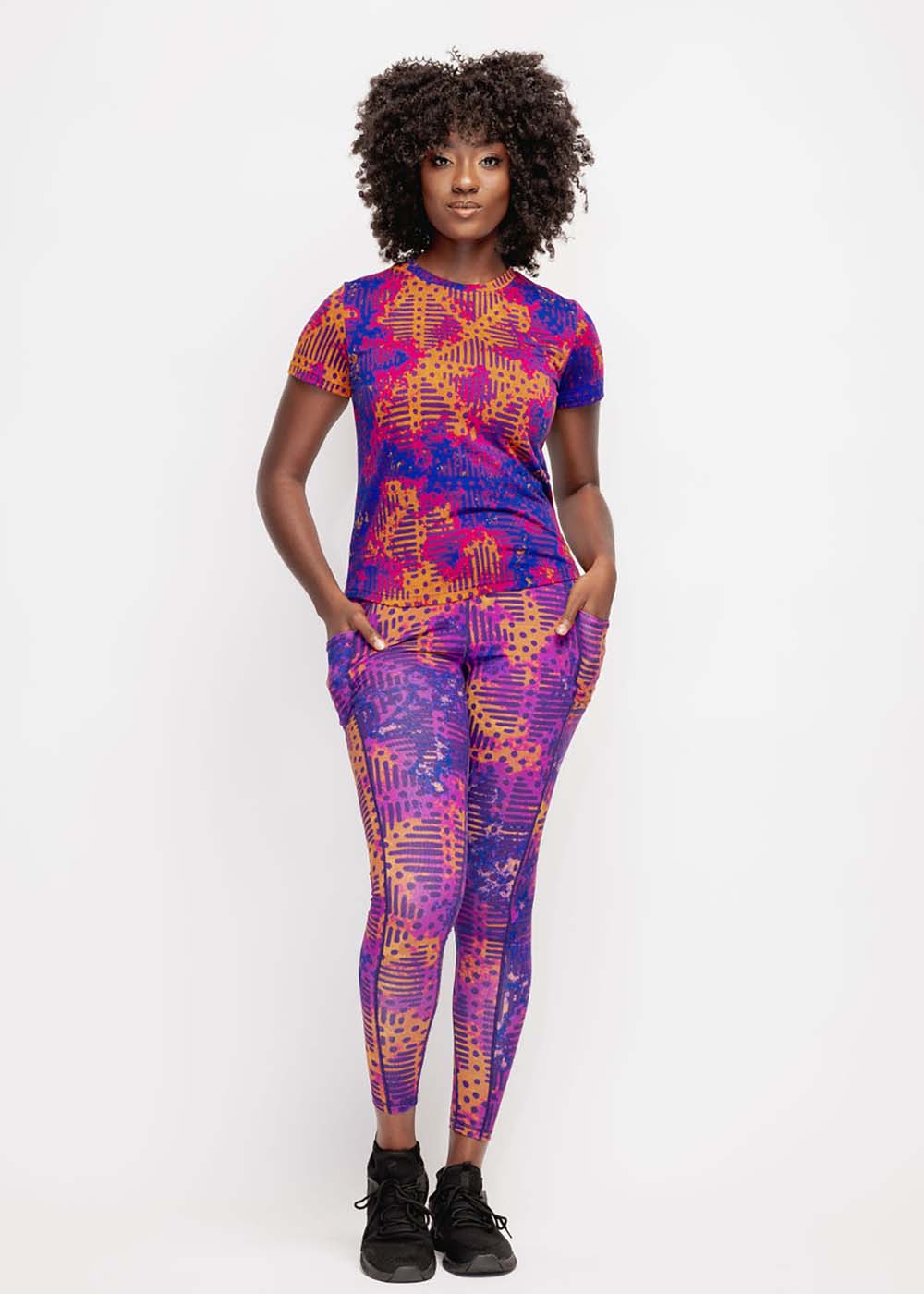 Sise Women's African Print Leggings (Violet Adire) - Clearance - Image 4