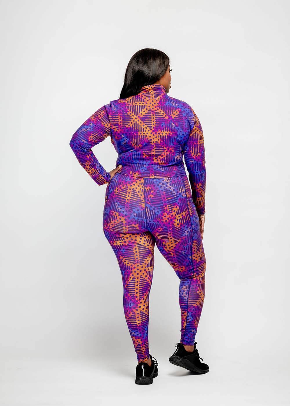 Sise Women's African Print Leggings (Violet Adire) - Clearance - Image 5