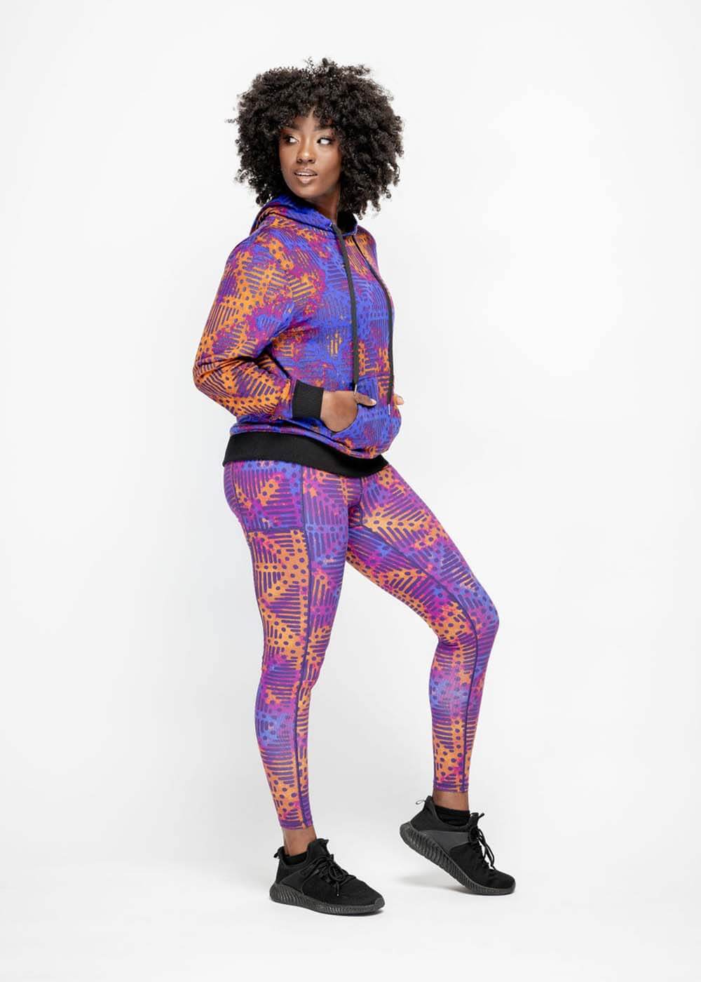 Sise Women's African Print Leggings (Violet Adire) - Clearance - Image 6