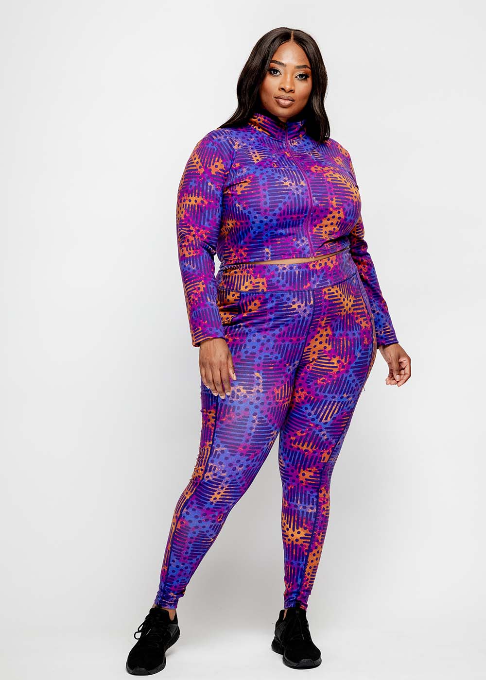 Sise Women's African Print Leggings (Violet Adire) - Clearance - Image 9